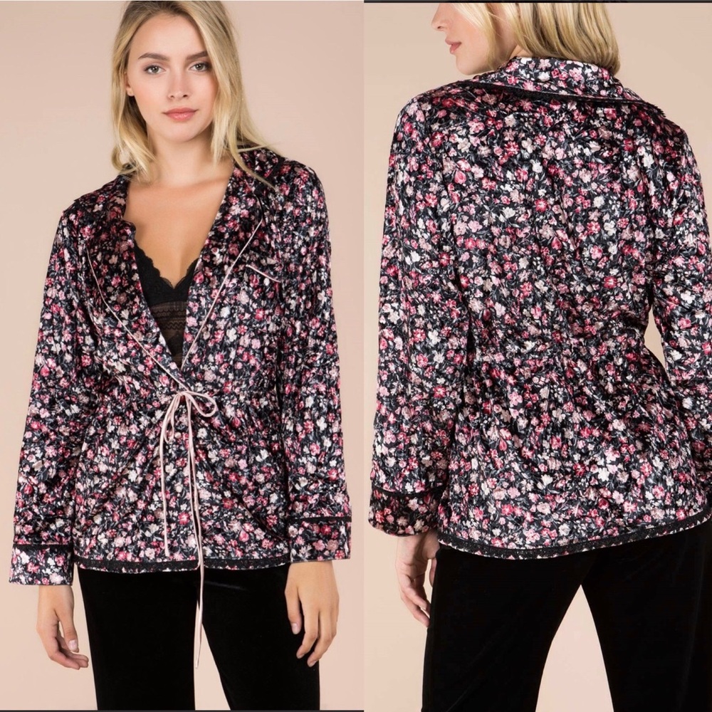 POL Crushed Velvet Cardigan with Drawstring - Picture 4 of 5